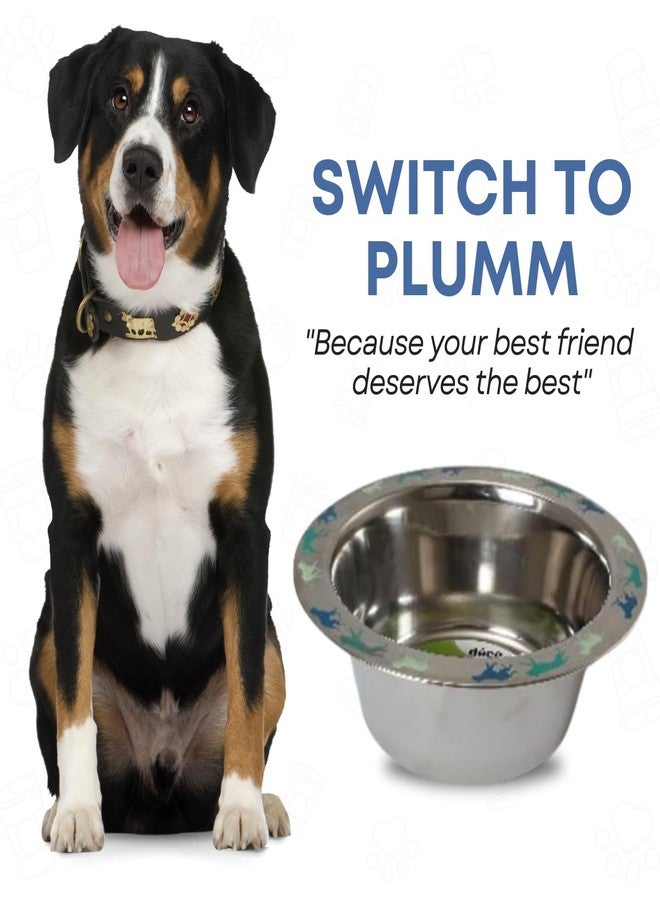 PLUMM Get Plumm Stainless Steel Pet Bowl for Dogs Feeding Bowl Bowlers Dog Food | Pet Bowl for Cat Big Size | Basic Pet Bowls for Dogs Large | 3D Printed Anti-Skid Rubber Base Water Food | Easy to Clean - Image 5